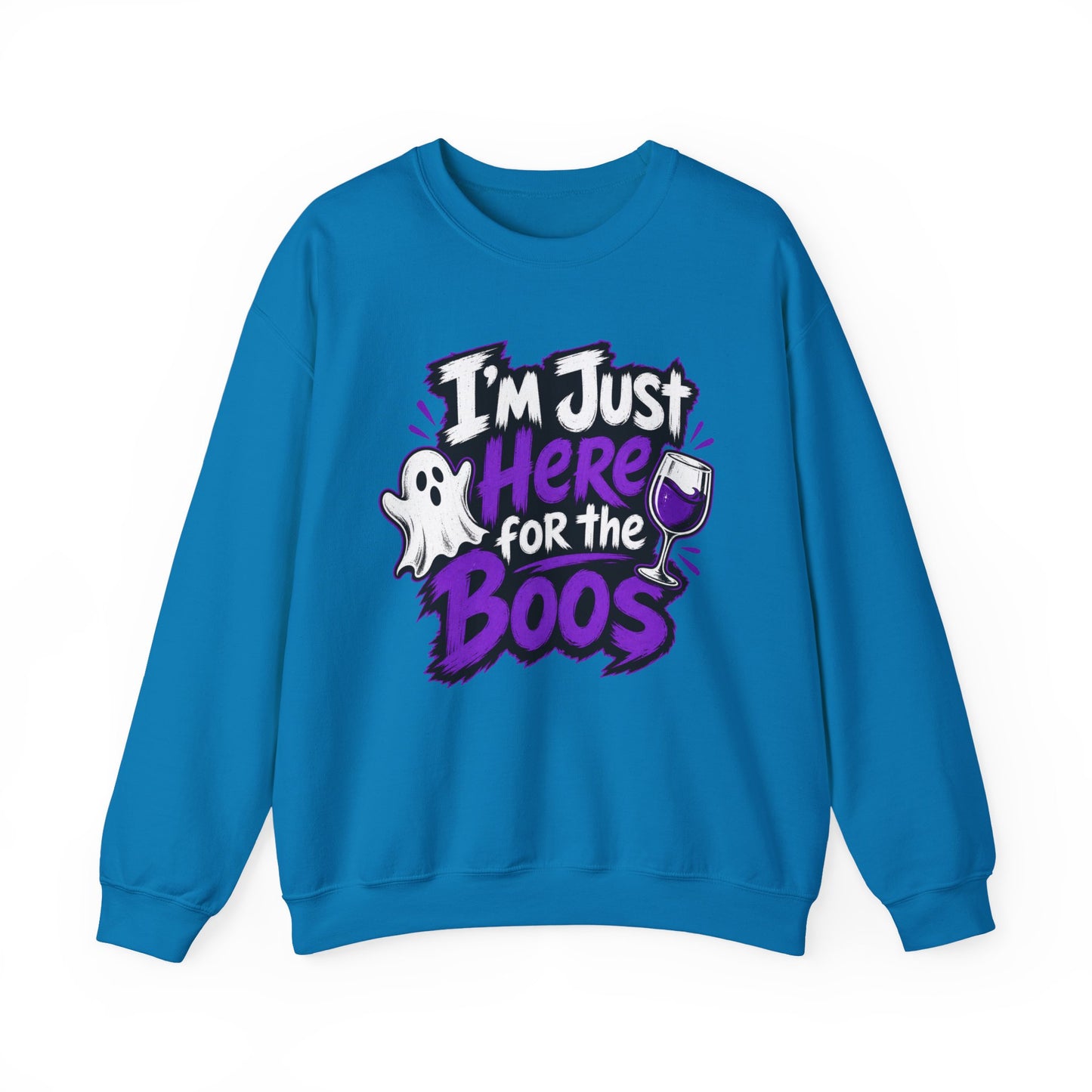 I'm Just Here for the Boos Halloween Sweatshirt — Ghost & Wine Graphic Crewneck