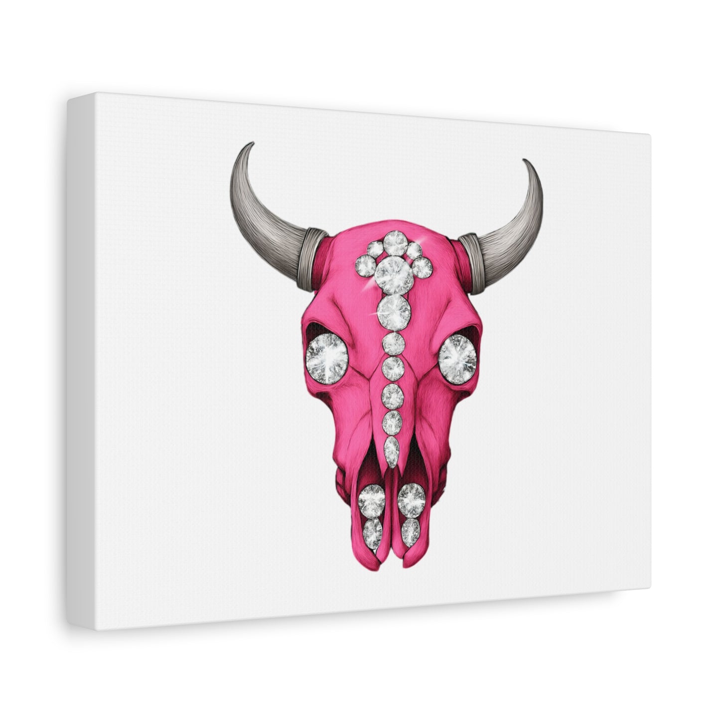Pink Jeweled Bull Skull Canvas Art — Glam Western Wall Decor