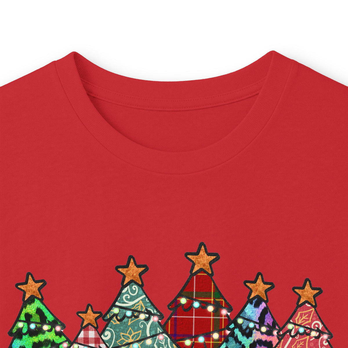 Colorful Plaid Christmas Trees T-Shirt Long Sleeve