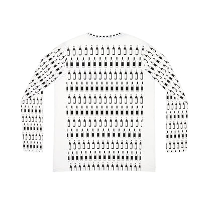 Women's Long Sleeve Shirt - Mini Wine Bottles and Cork Screw with Hearts Design