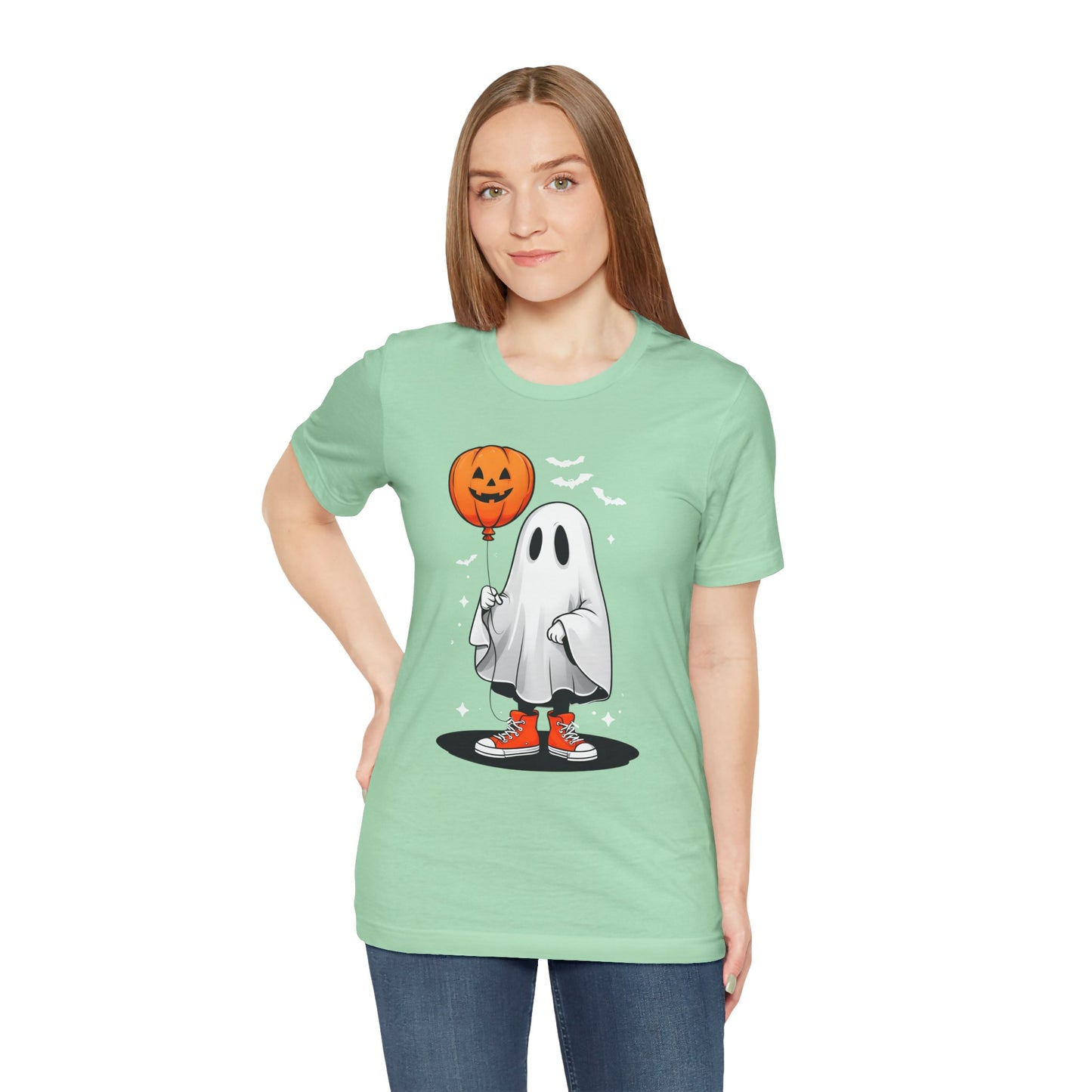 Ghost Tee with Orange Hightops and Pumpkin Balloon