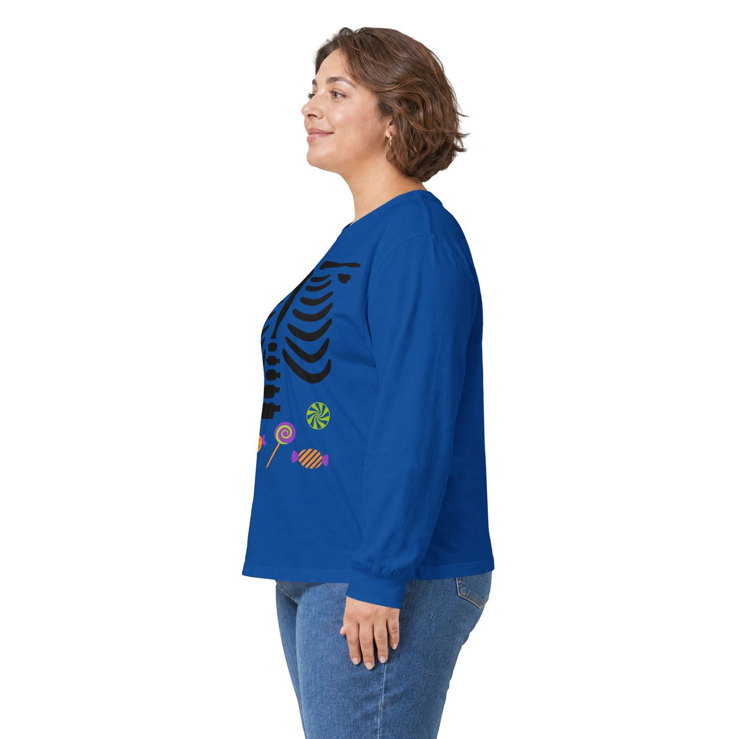 Candy Bones skeleton long sleeve T-Shirt Halloween candy ribs shirt