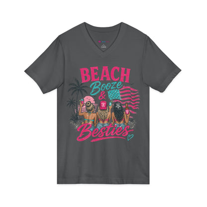 Beach Booze & Besties V-Neck T-Shirt