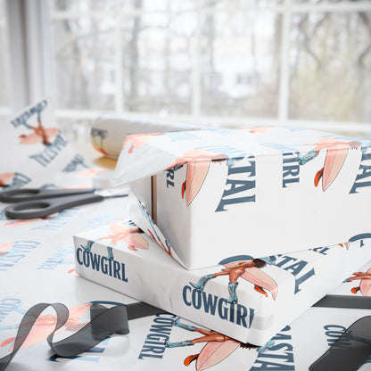 Coastal Cowgirl Patterned Gift Wrapping Paper Beach Girl Surfer Cowgirl