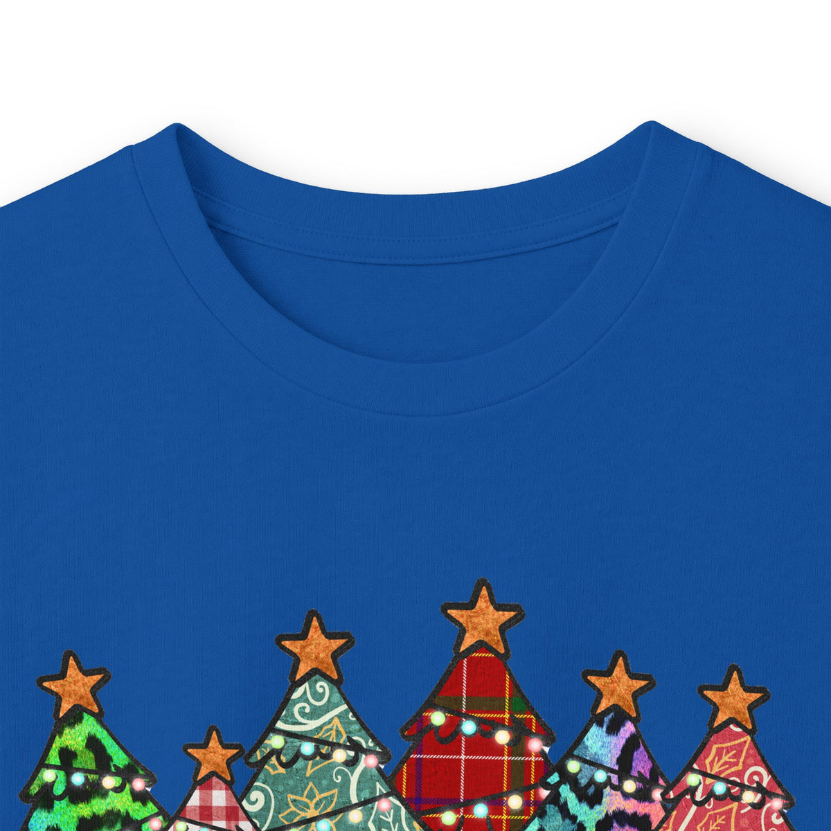 Colorful Plaid Christmas Trees T-Shirt Long Sleeve