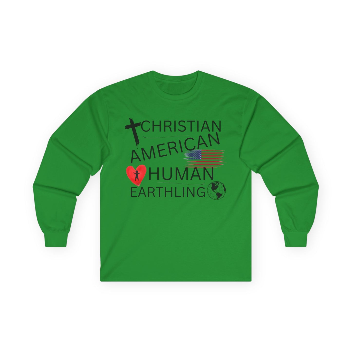 Christian American Human Earthling Long Sleeve T-Shirt