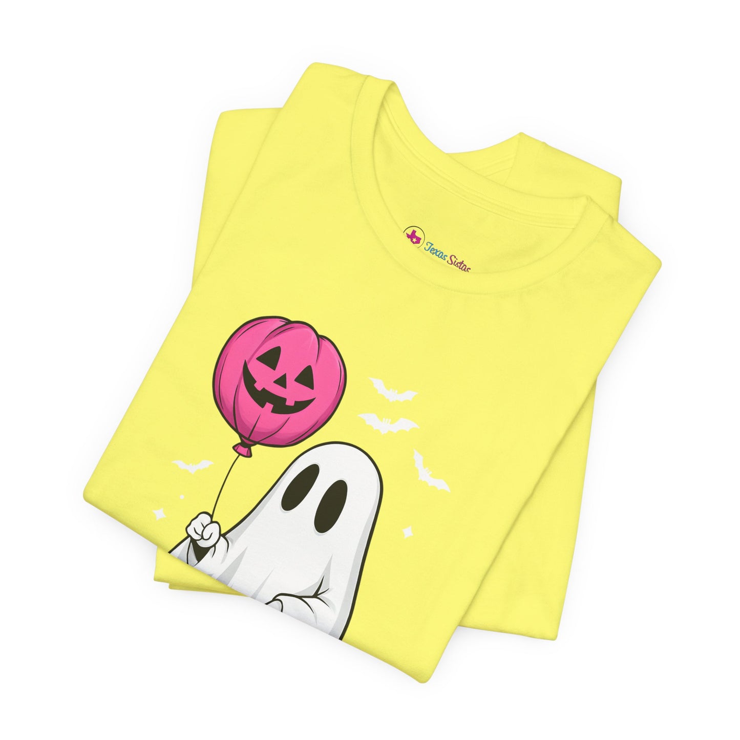 Ghost Tee with Pink Hightops and Pumpkin Balloon
