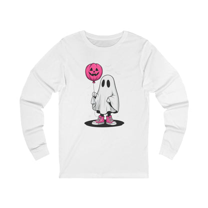 Ghostly Pink Pumpkin Balloon Halloween Long Sleeve T-Shirt