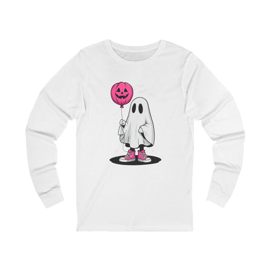 Ghostly Pink Pumpkin Balloon Halloween Long Sleeve T-Shirt