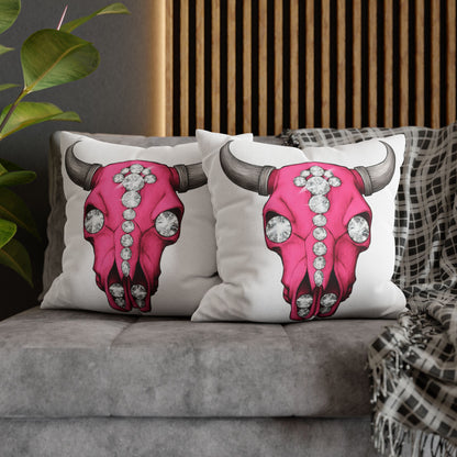 Stylish Pink Skull Pillowcase - Chic Home Decor, Western Vibe, Gifts for Cowgirls, Unique Accent for Living Room, Decorative Cushion Cover