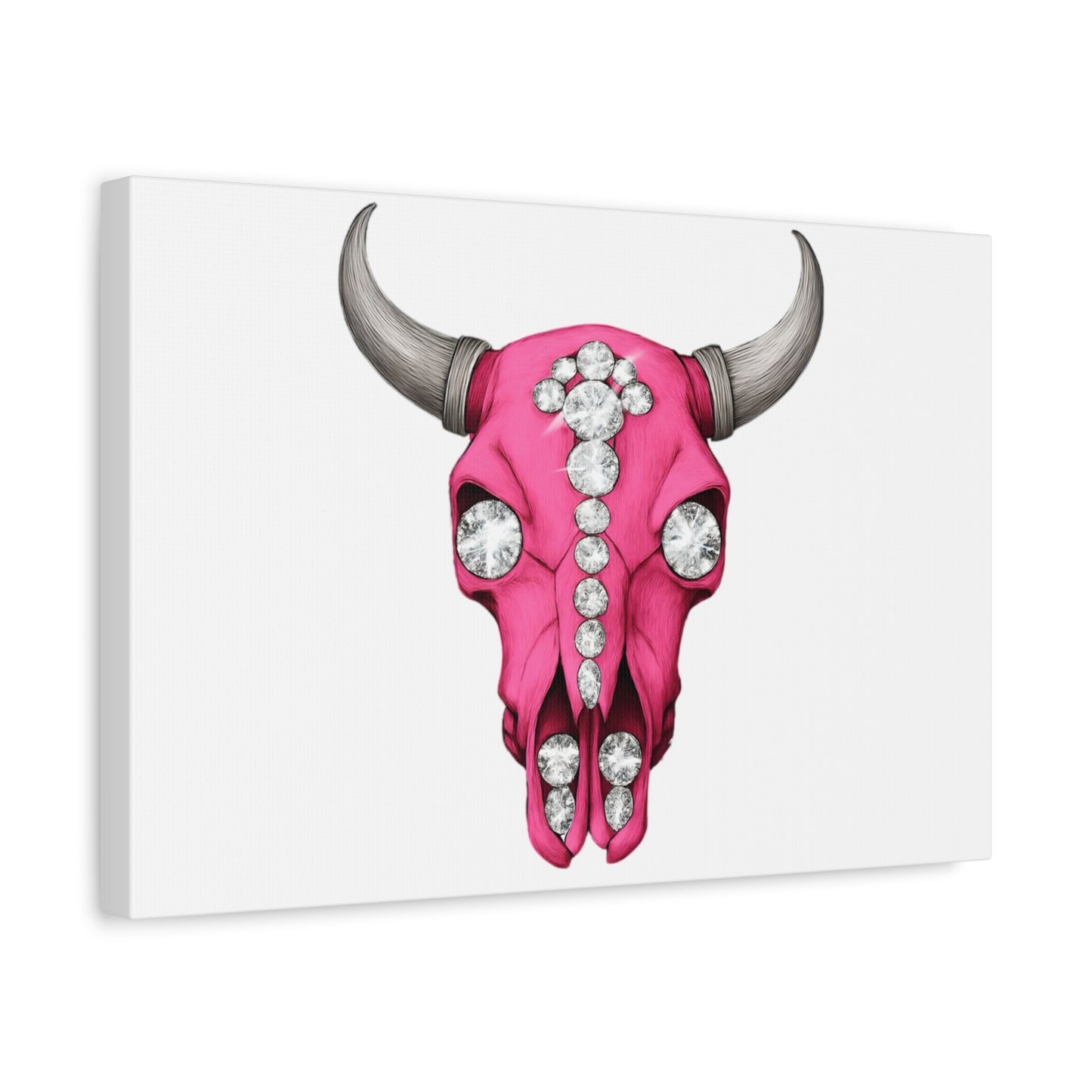 Pink Jeweled Bull Skull Canvas Art — Glam Western Wall Decor