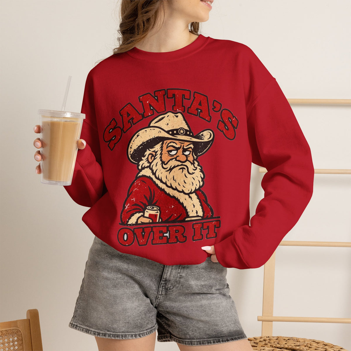 Santa's Over It Cowboy Santa Christmas Sweatshirt