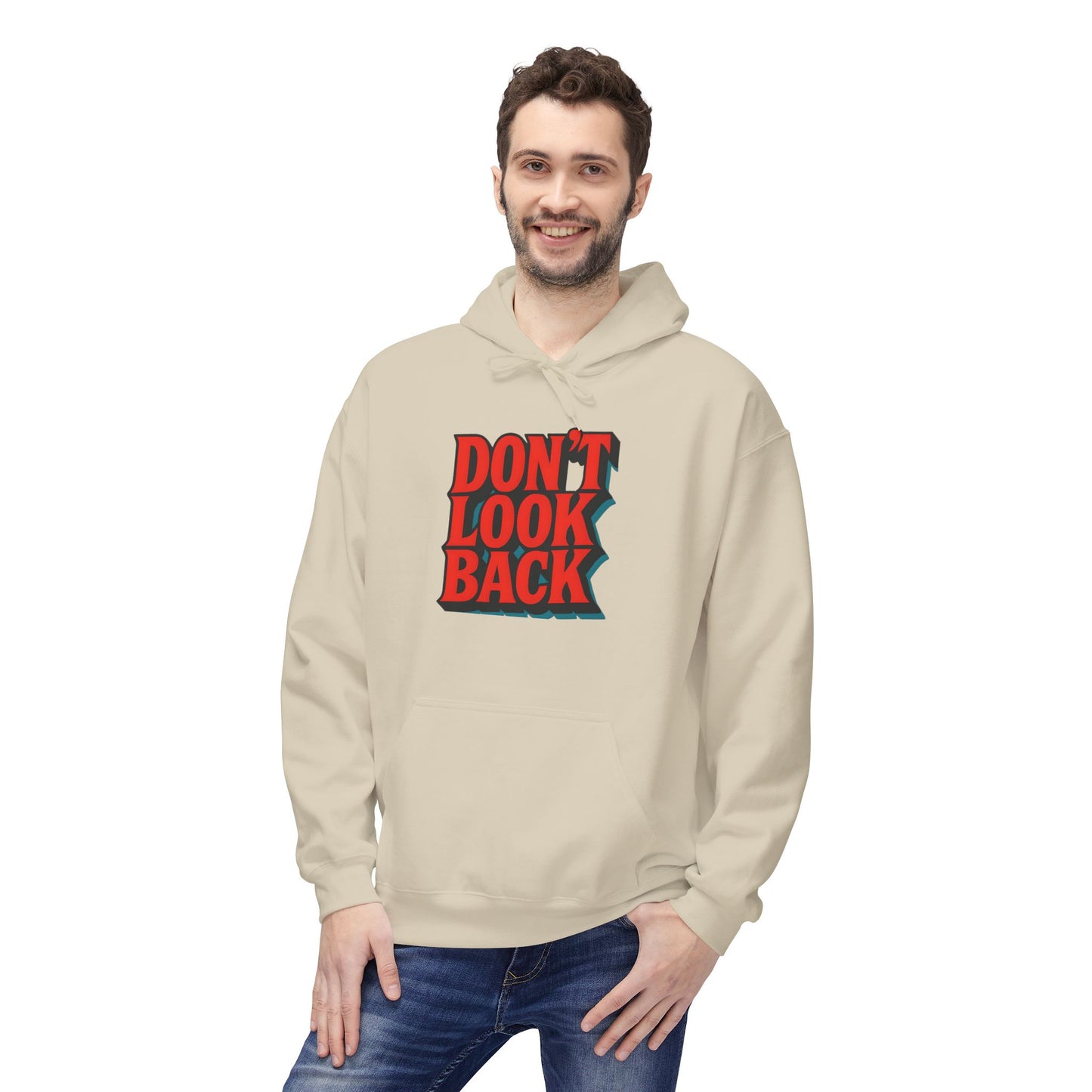 Inspirational Unisex Fleece Hoodie - Don't Look Back, Motivational Gift for Teenagers, Cozy Casual Wear, Perfect for Birthdays & Holidays