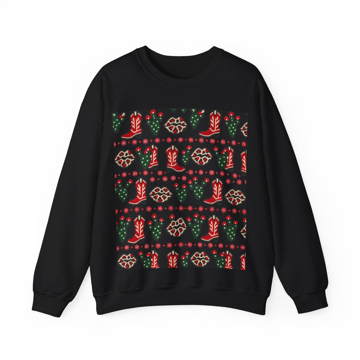 Feaux Ugly Sweater Western Christmas Sweatshirt