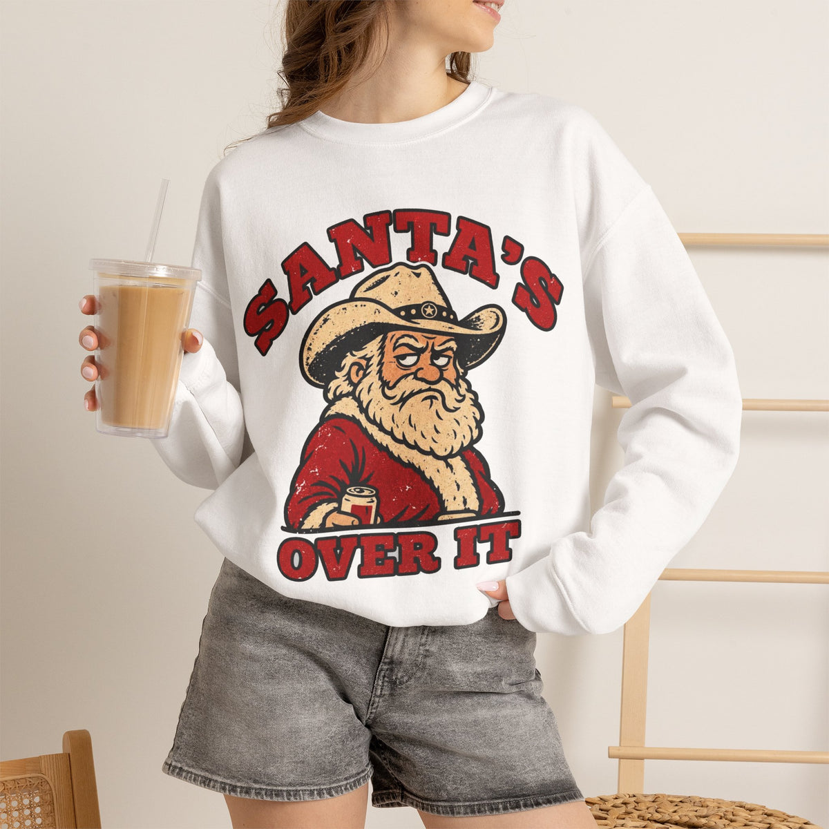 Santa's Over It Cowboy Santa Christmas Sweatshirt