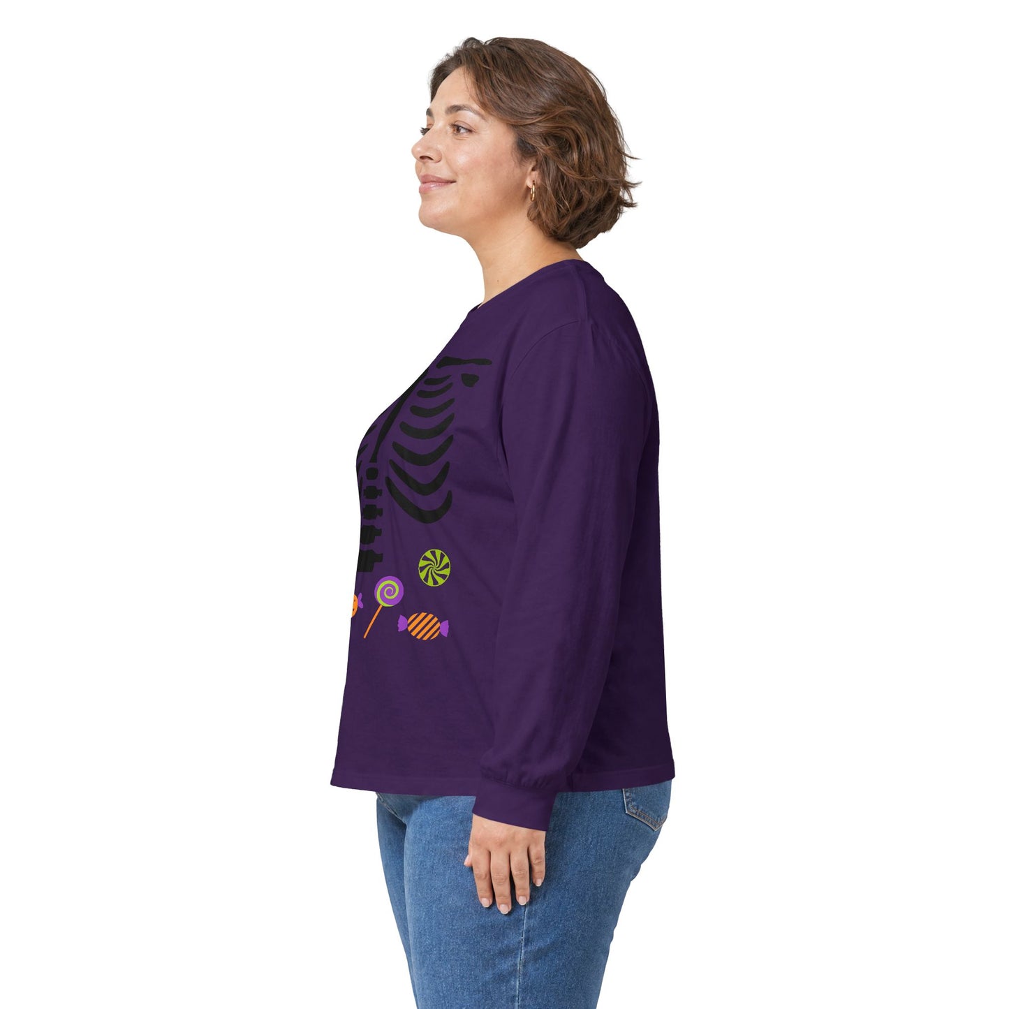 Candy Bones skeleton long sleeve T-Shirt Halloween candy ribs shirt