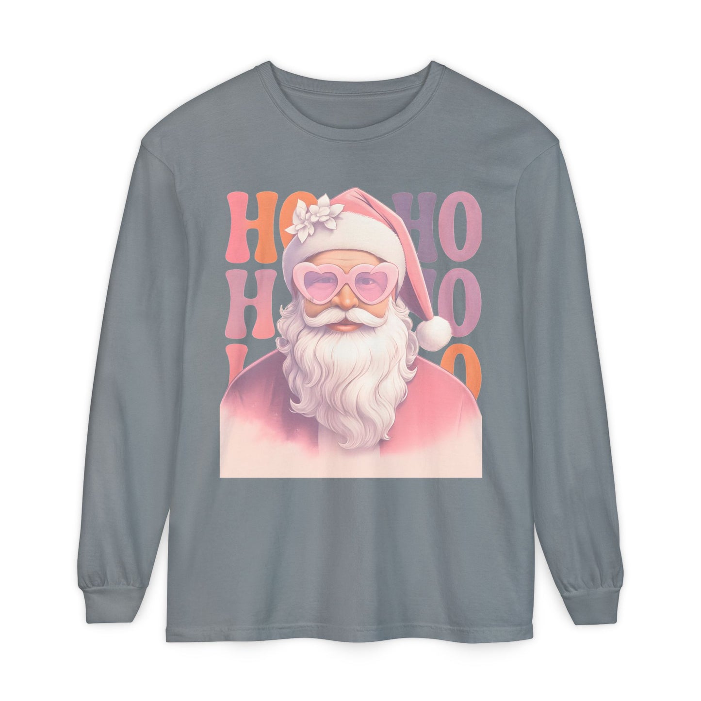 Christmas Santa HO HO HO Long Sleeve T-Shirt - Lots of Color Choices