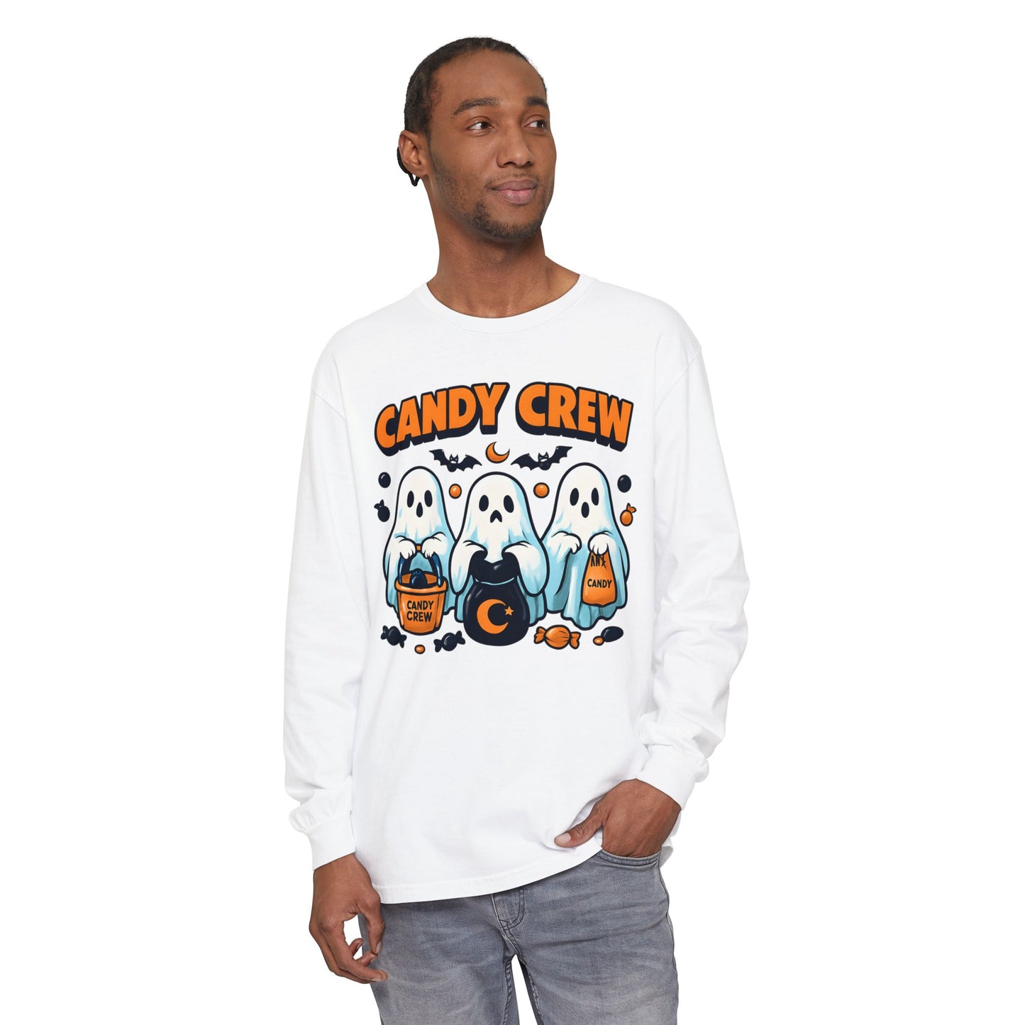 Halloween Ghosts Candy Crew Long Sleeve T-Shirt