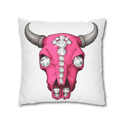 Stylish Pink Skull Pillowcase - Chic Home Decor, Western Vibe, Gifts for Cowgirls, Unique Accent for Living Room, Decorative Cushion Cover