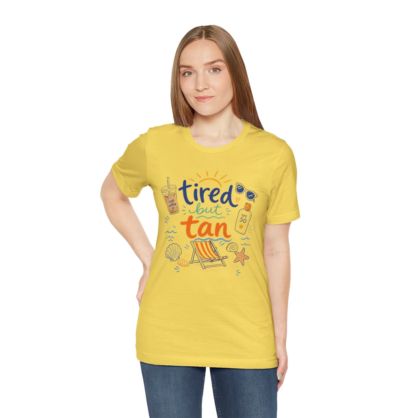 Tired but Tan Beach Graphic T-Shirt