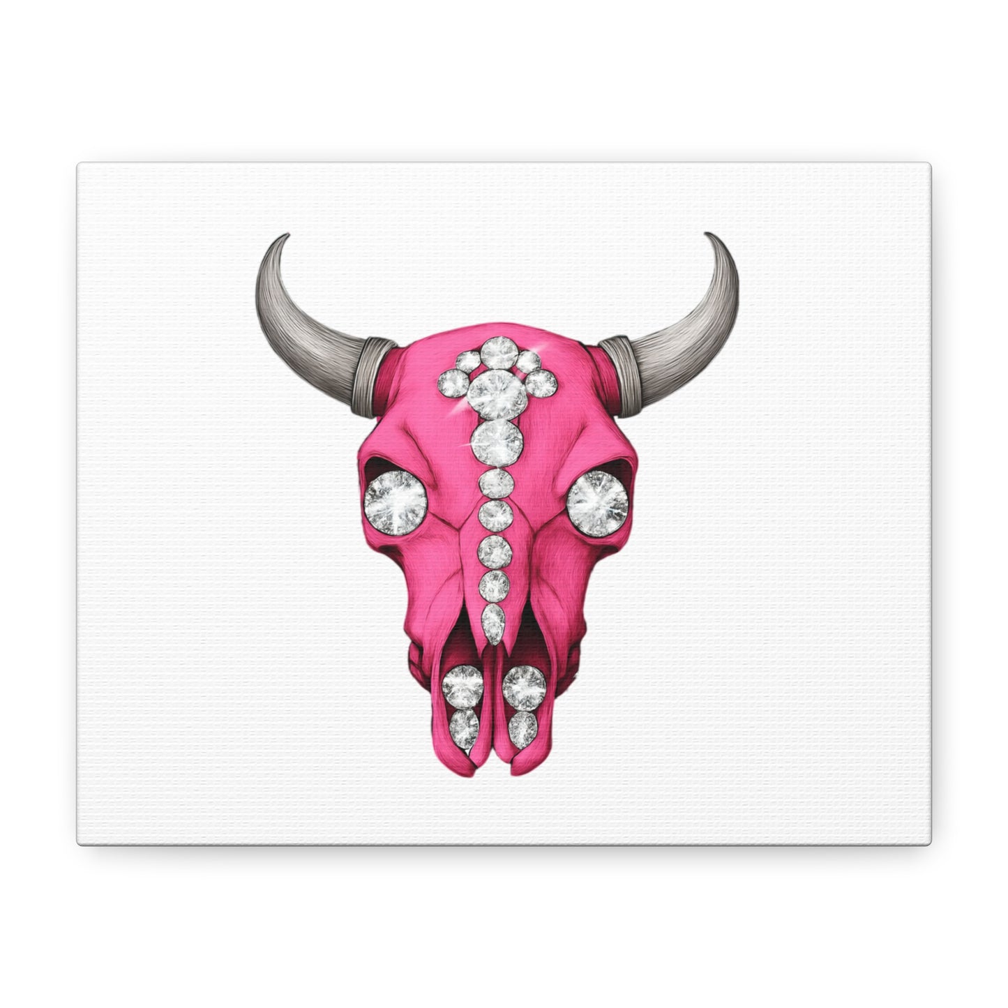 Pink Jeweled Bull Skull Canvas Art — Glam Western Wall Decor