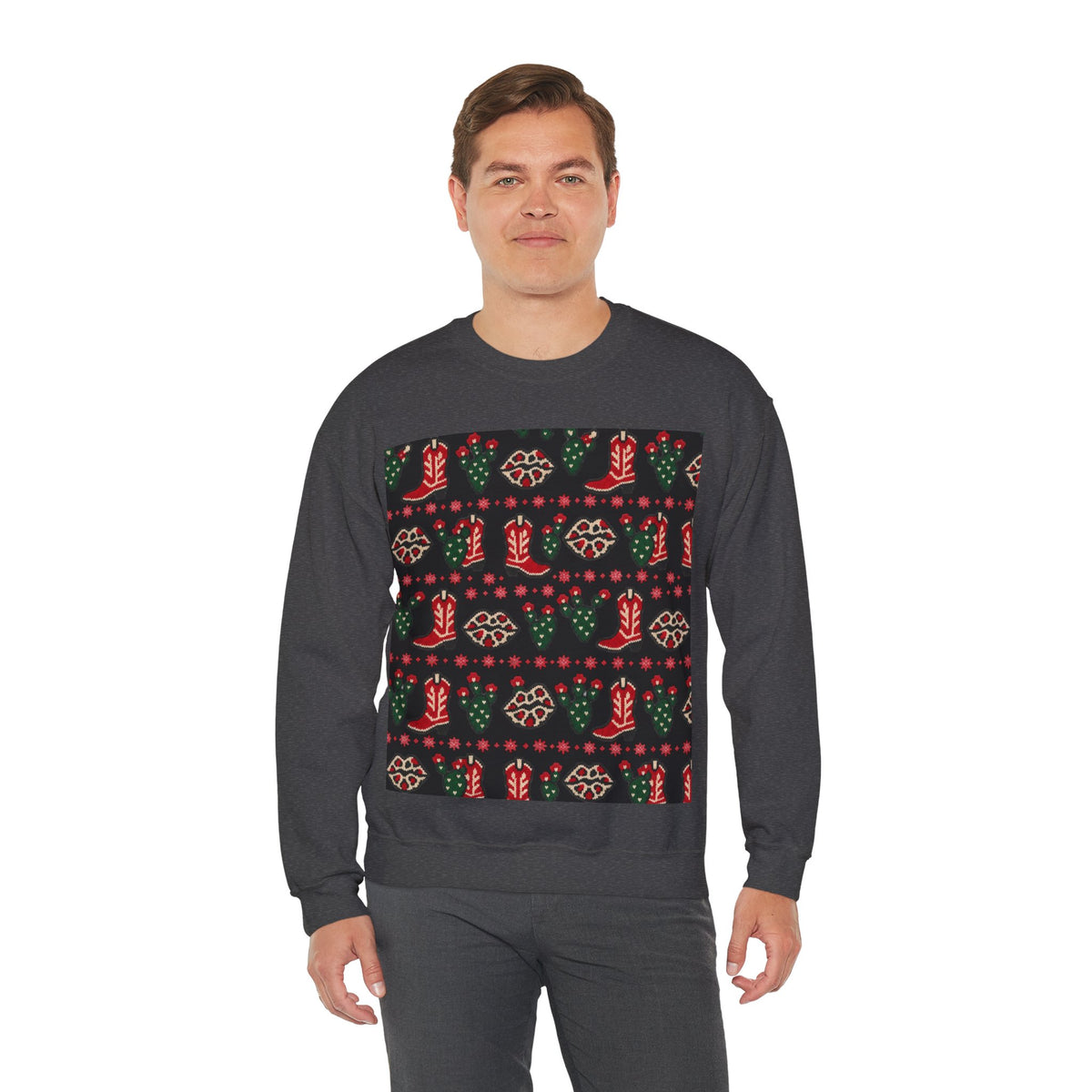 Feaux Ugly Sweater Western Christmas Sweatshirt
