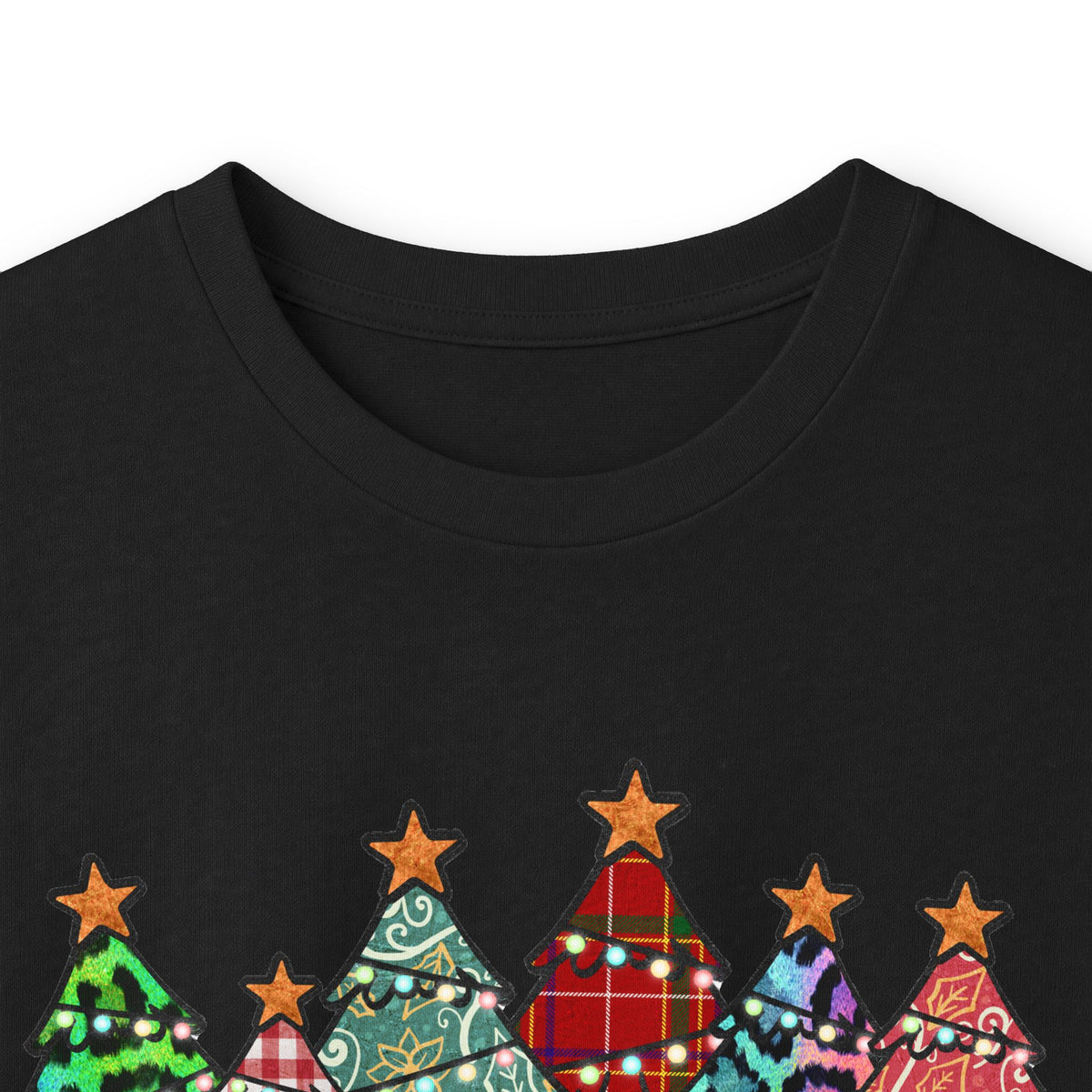 Colorful Plaid Christmas Trees T-Shirt Long Sleeve
