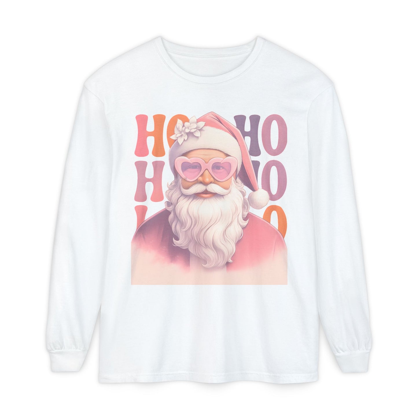 Christmas Santa HO HO HO Long Sleeve T-Shirt - Lots of Color Choices