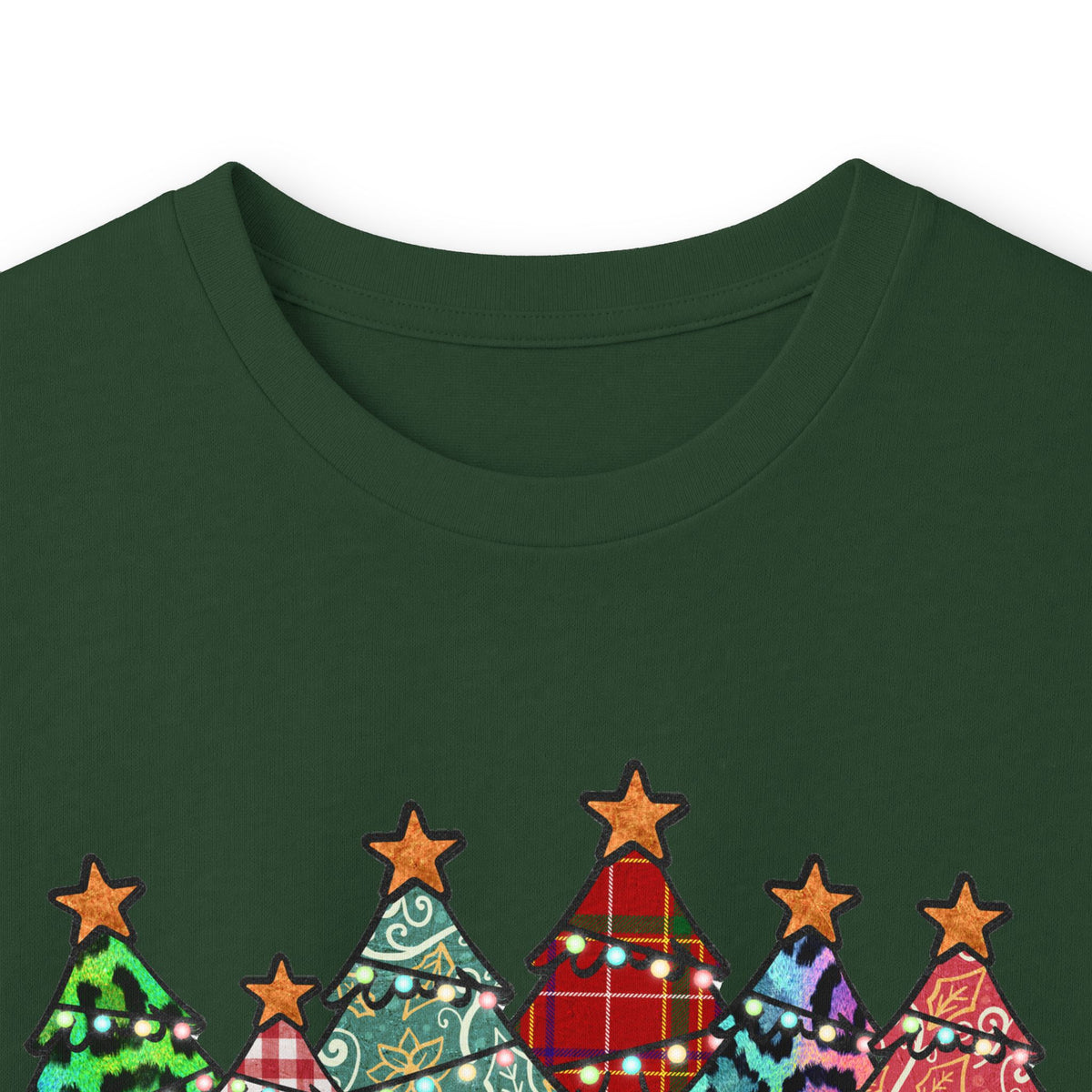 Colorful Plaid Christmas Trees T-Shirt Long Sleeve