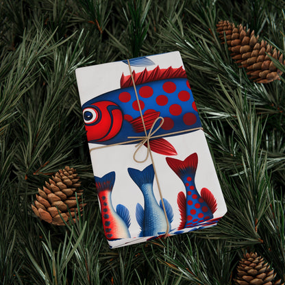 Colorful Fish Wrapping Paper, Festive Gift Wrap for Birthdays, Holidays, Parties, Eco-Friendly, Unique Design