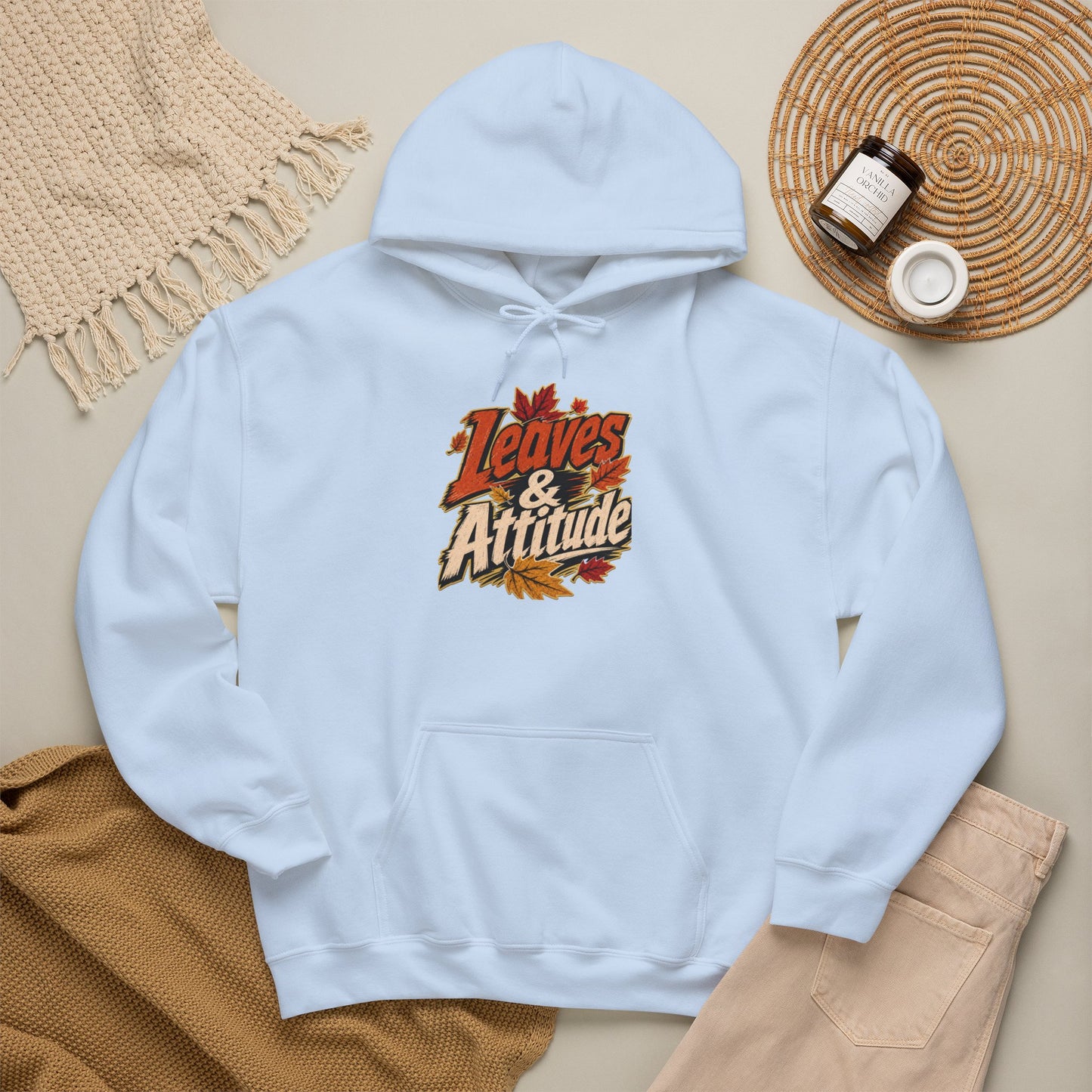 Leaves & Attitude Hoodie — Fall Graphic Pullover