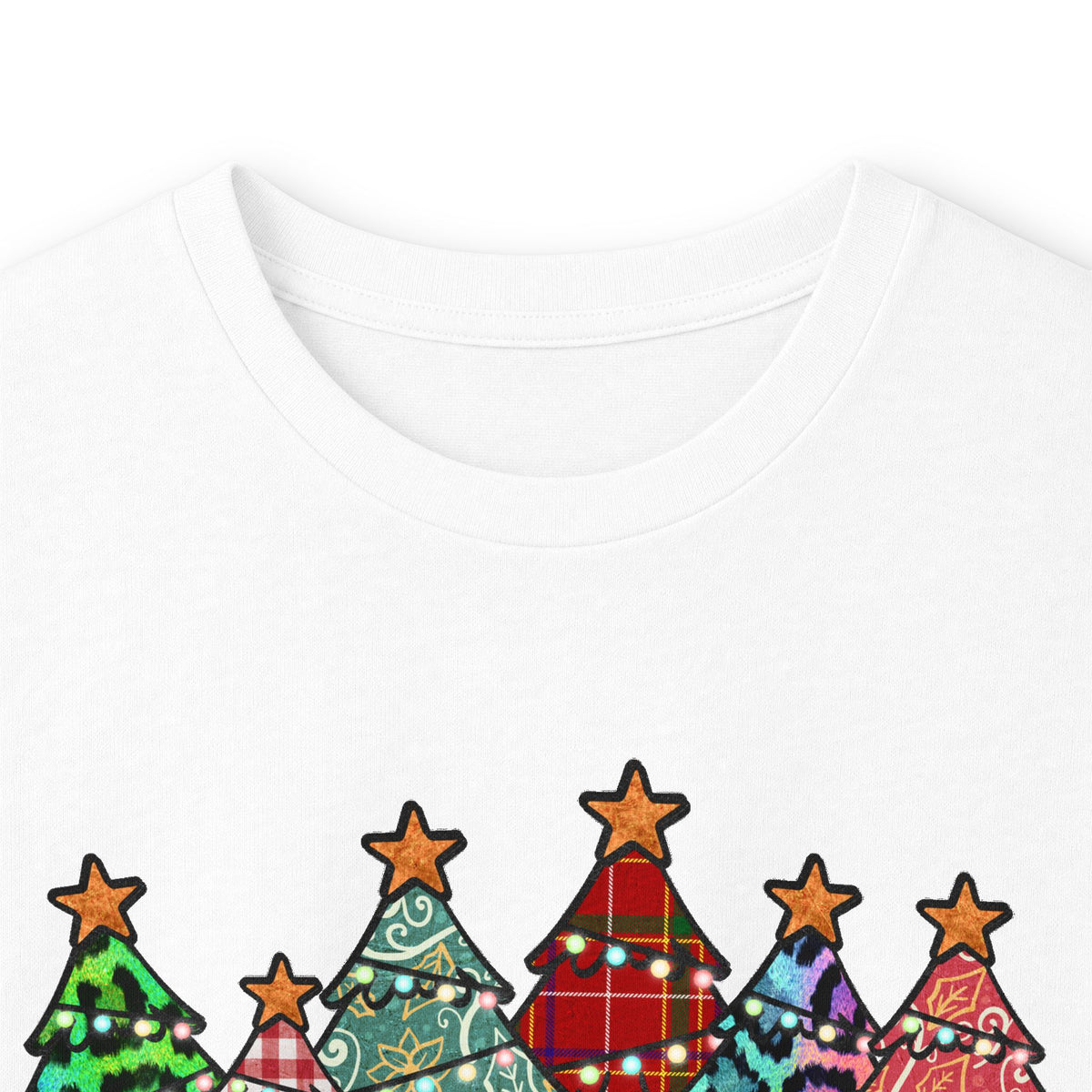 Colorful Plaid Christmas Trees T-Shirt Long Sleeve
