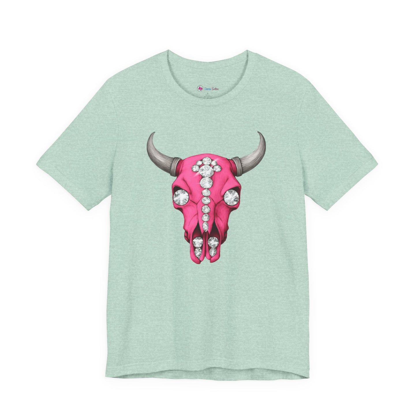 Pink Jeweled Bull Skull Tee – Western Cowgirl Graphic T-Shirt