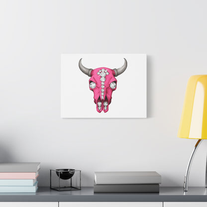 Pink Jeweled Bull Skull Canvas Art — Glam Western Wall Decor