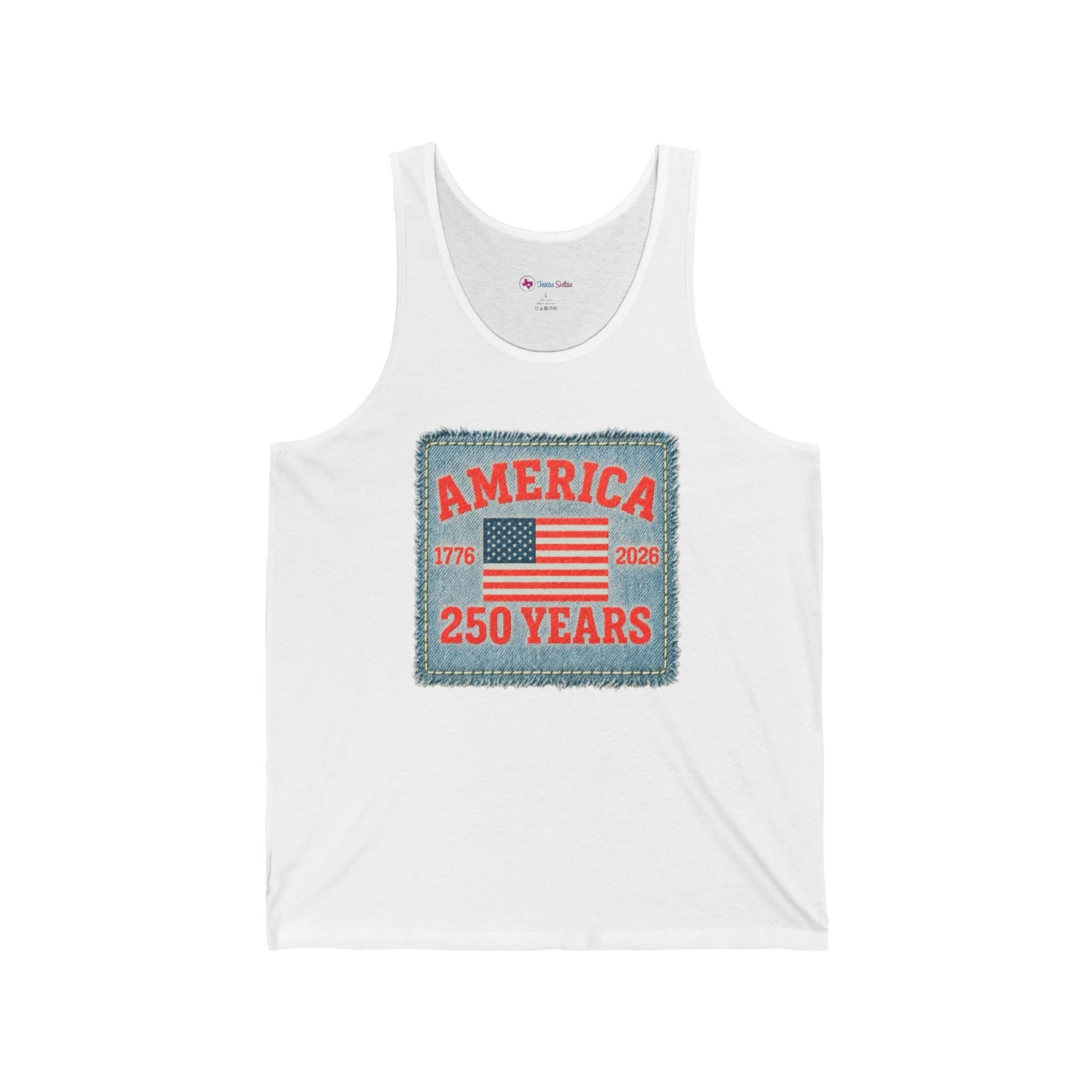 America 250 Years Flag Patch tank tops