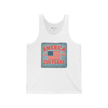 America 250 Years Flag Patch tank tops