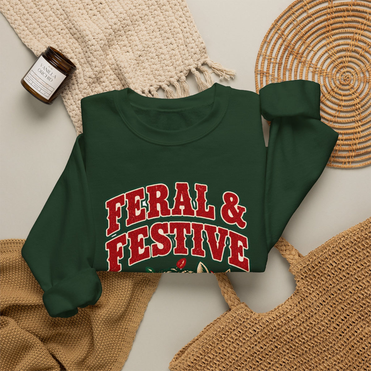 Feral & Festive Texas Edition Christmas Sweatshirt, Funny Armadillo Holiday Crewneck