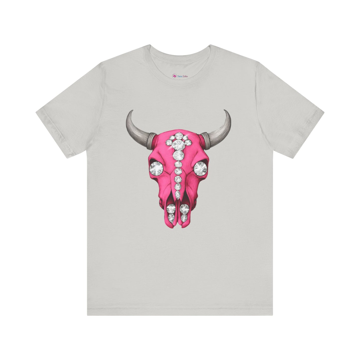 Cow Skull Tee — Pink Jeweled Bull Skull Graphic T-Shirt