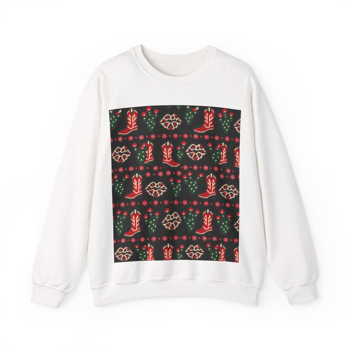 Feaux Ugly Sweater Western Christmas Sweatshirt