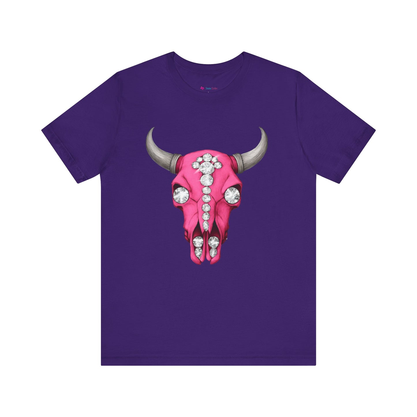 Cow Skull Tee — Pink Jeweled Bull Skull Graphic T-Shirt