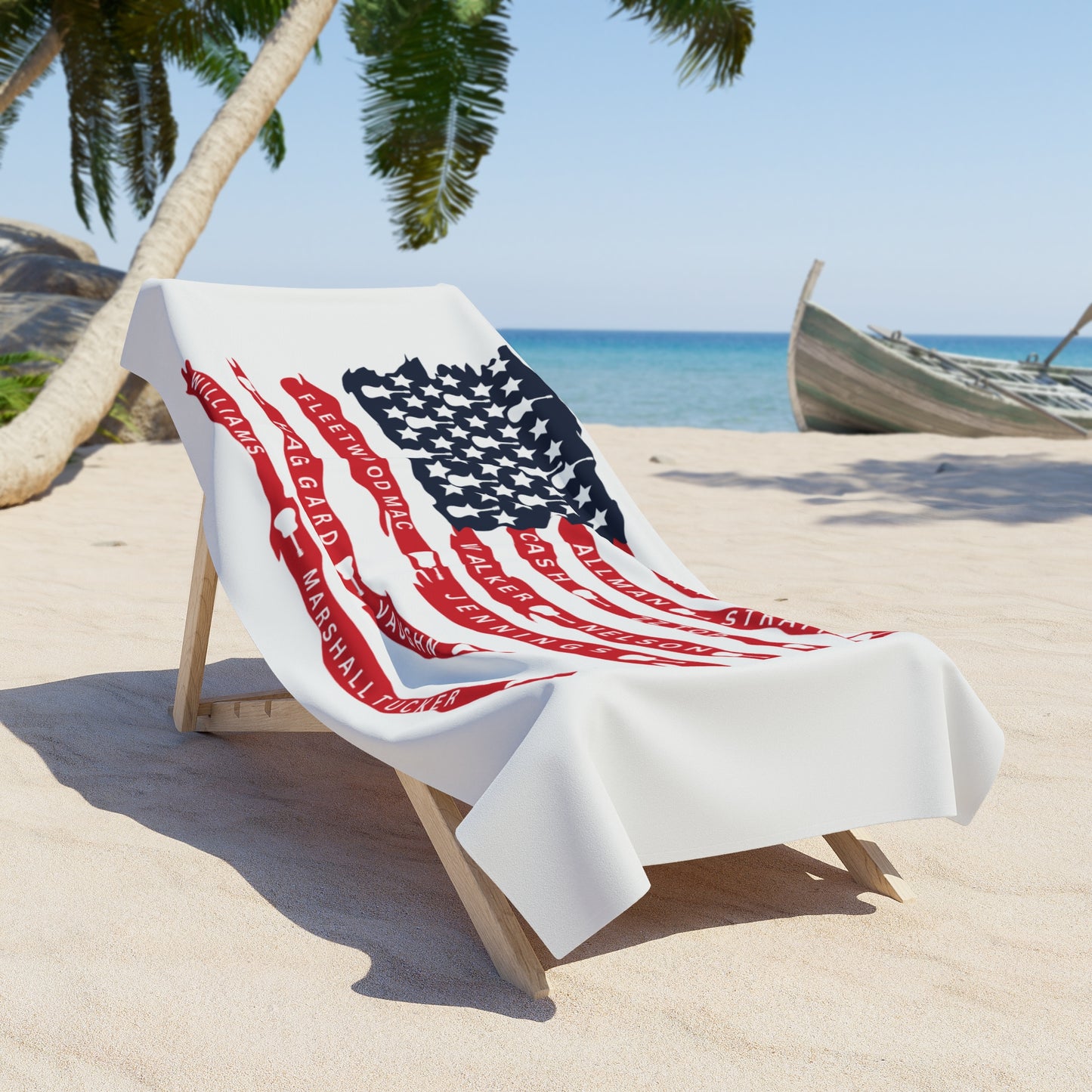 American Rock & Country Music Legends Flag Beach Towel