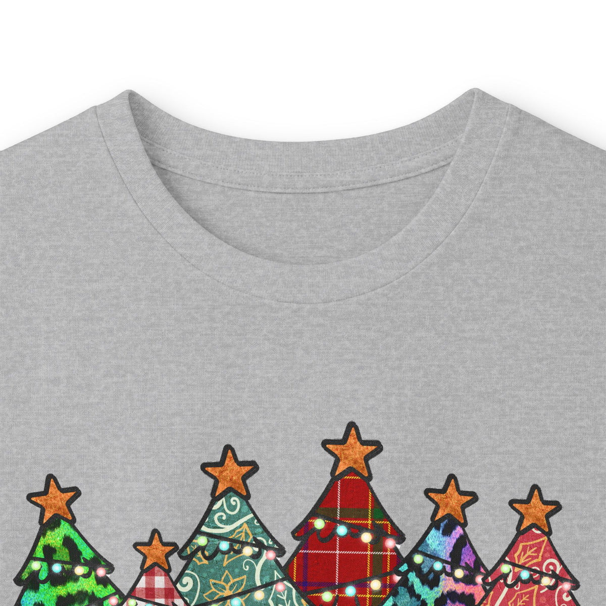 Colorful Plaid Christmas Trees T-Shirt Long Sleeve