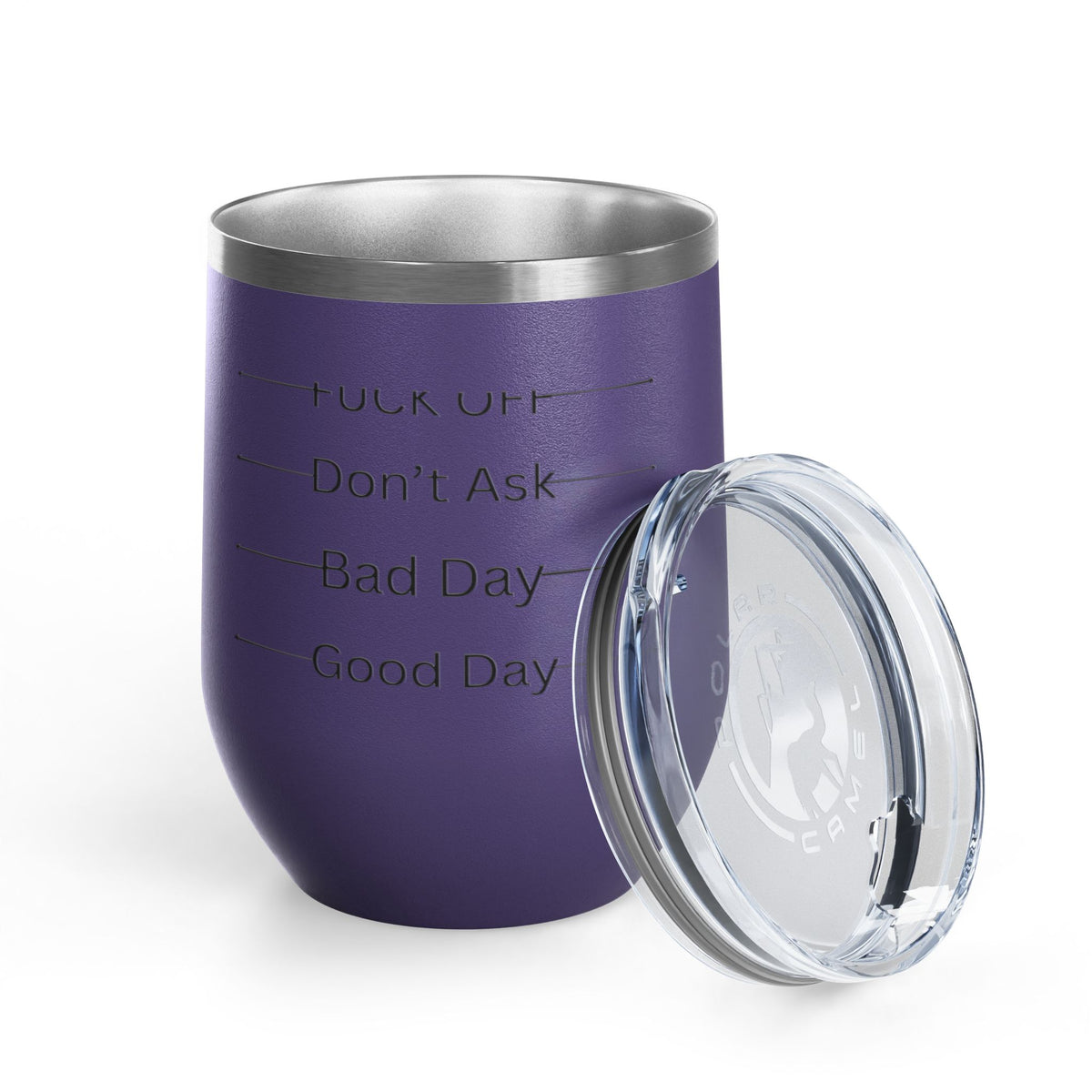 Wine Tumbler — Mood Marker 12oz Stemless Wine Cup (Good Day • Bad Day • Don’t Ask • F*** Off)