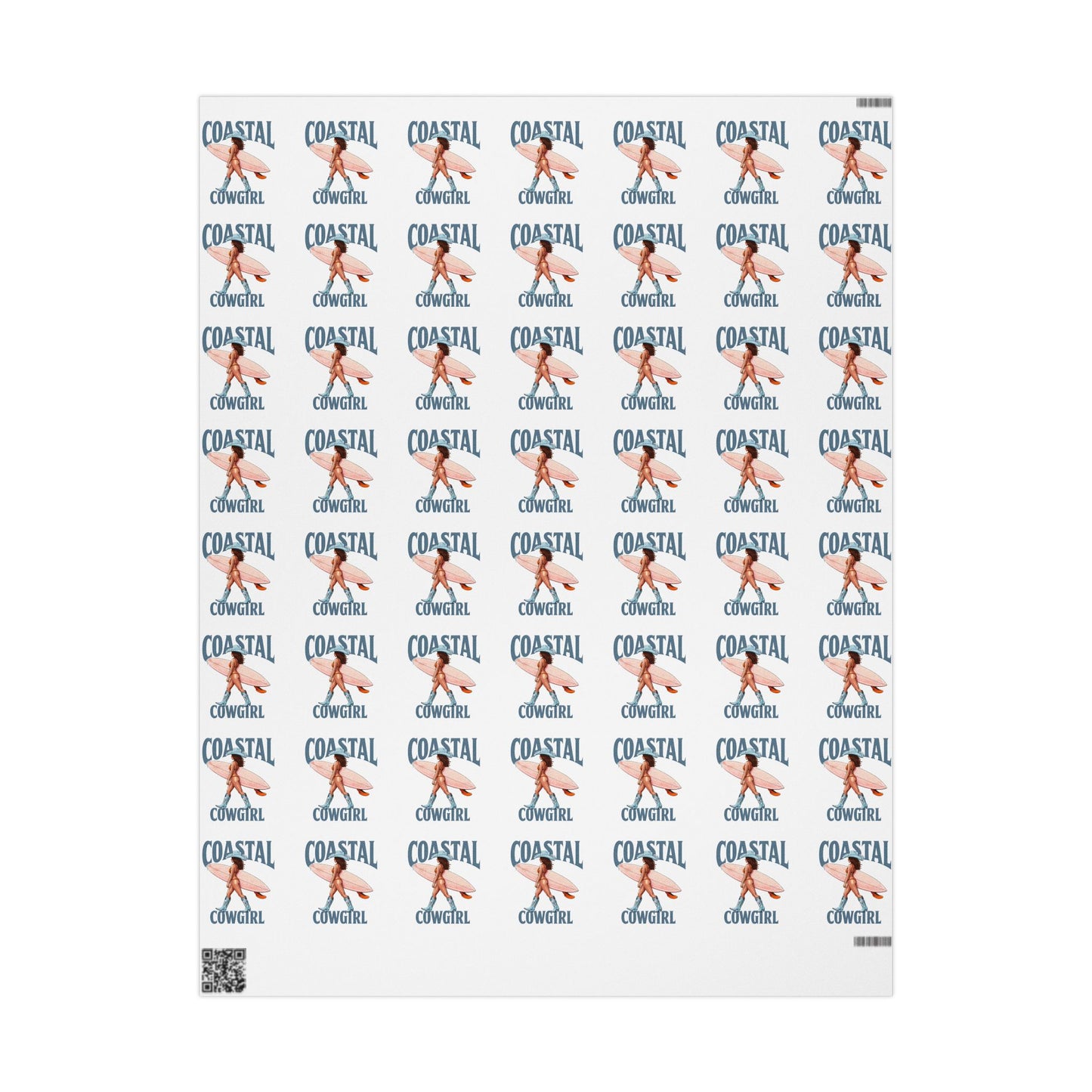 Coastal Cowgirl Patterned Gift Wrapping Paper Beach Girl Surfer Cowgirl