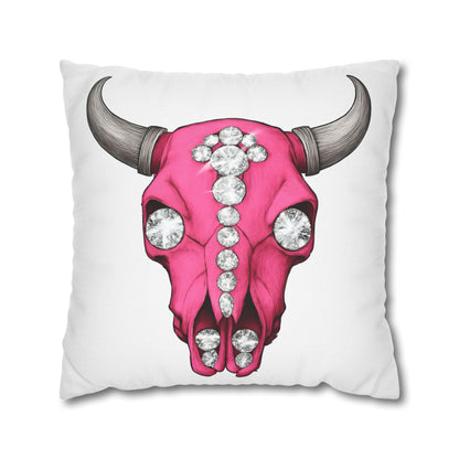 Stylish Pink Skull Pillowcase - Chic Home Decor, Western Vibe, Gifts for Cowgirls, Unique Accent for Living Room, Decorative Cushion Cover