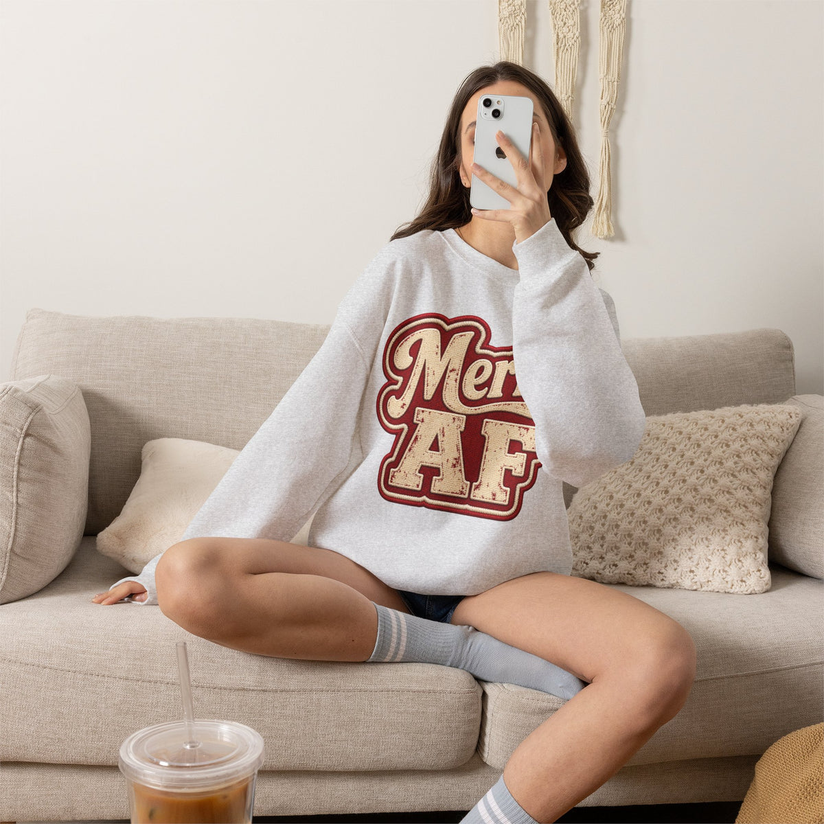 Merry AF Sweatshirt – Funny Retro Holiday Crewneck