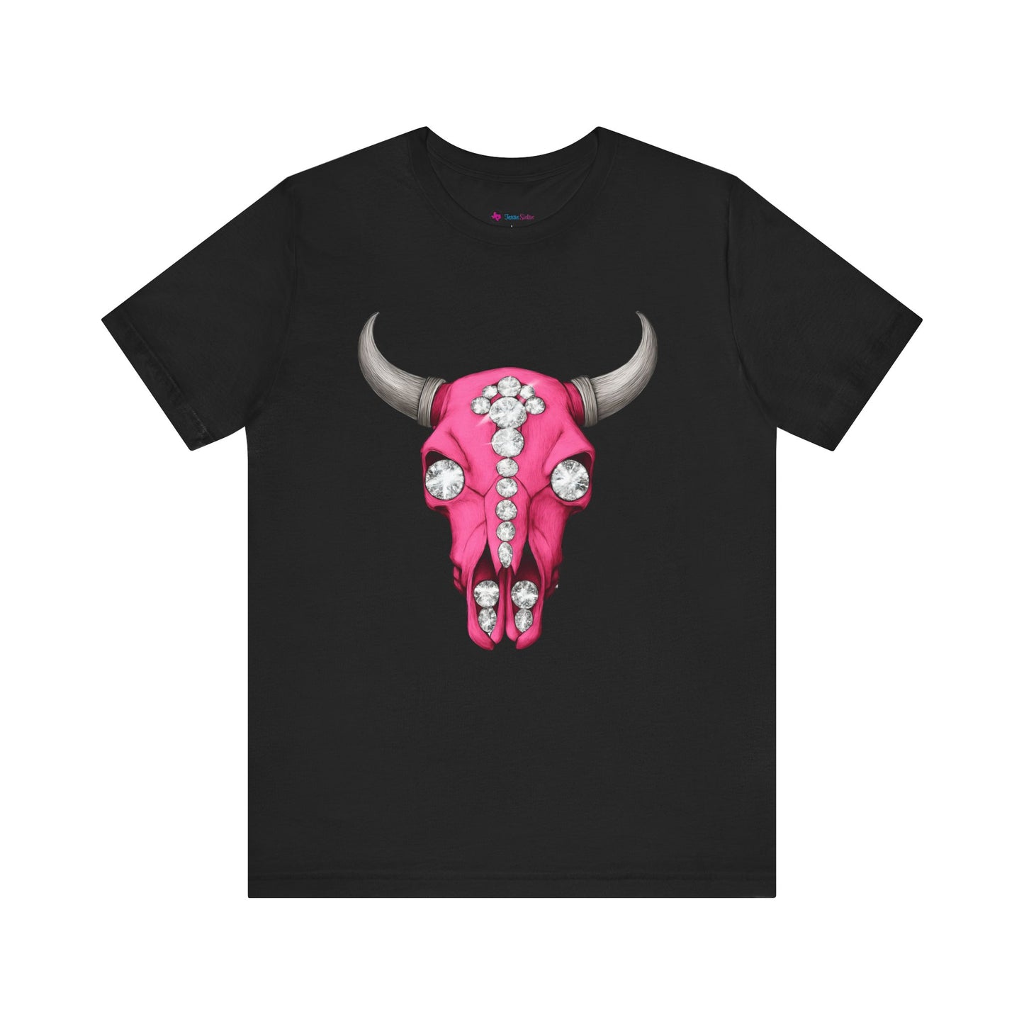 Cow Skull Tee — Pink Jeweled Bull Skull Graphic T-Shirt