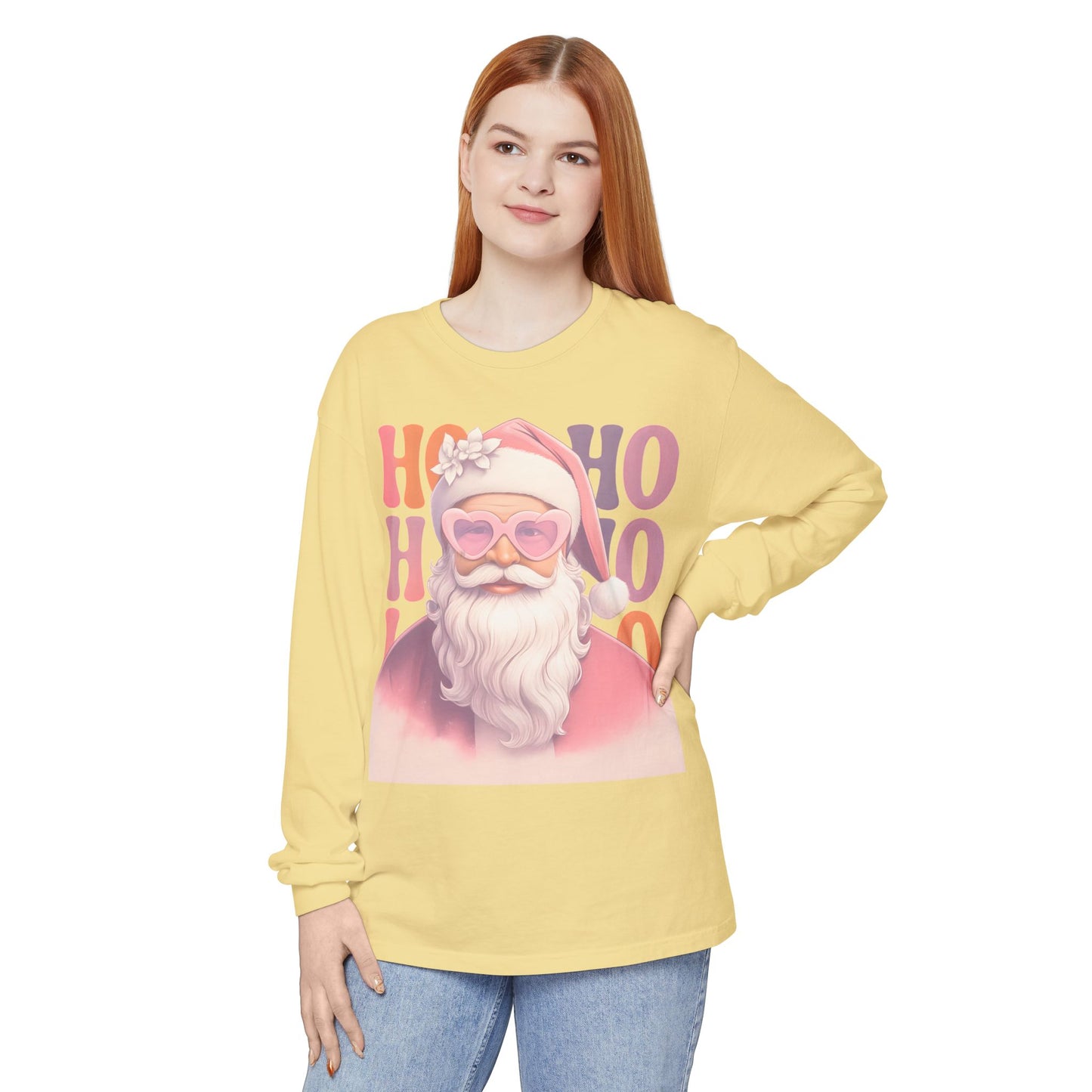 Christmas Santa HO HO HO Long Sleeve T-Shirt - Lots of Color Choices