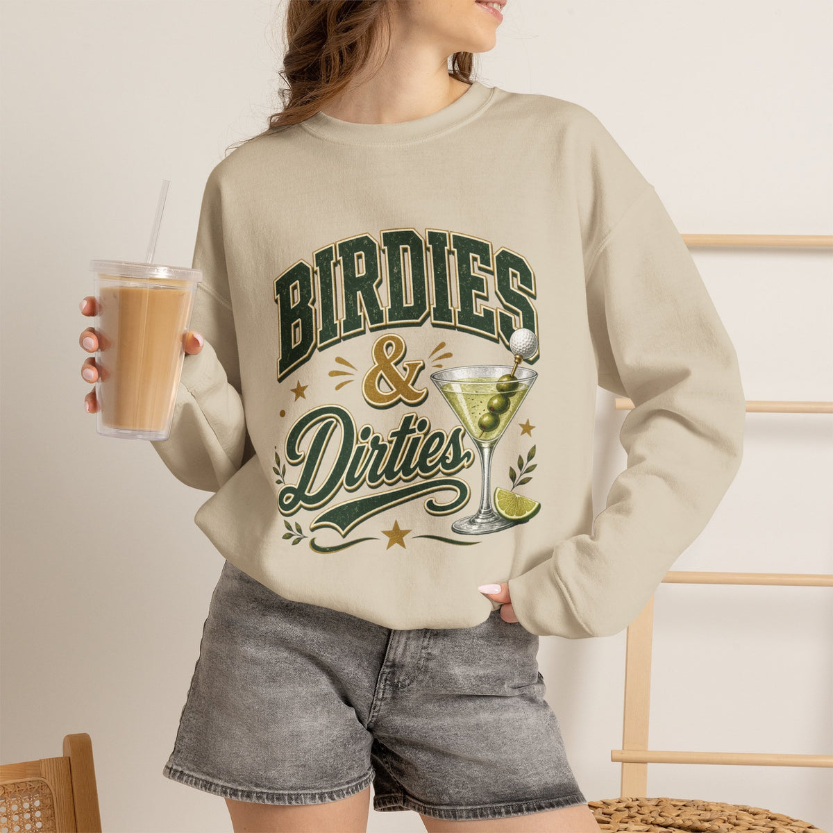 Golf Birdies & Dirties Crewneck Sweatshirt Golfing & Martini's