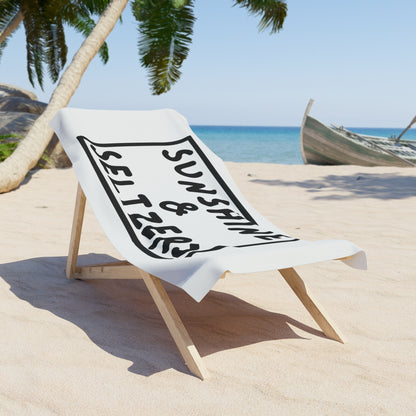 Sunshine & Seltzers Beach Towel — Retro Black Lettering Summer Pool & Beach Towel